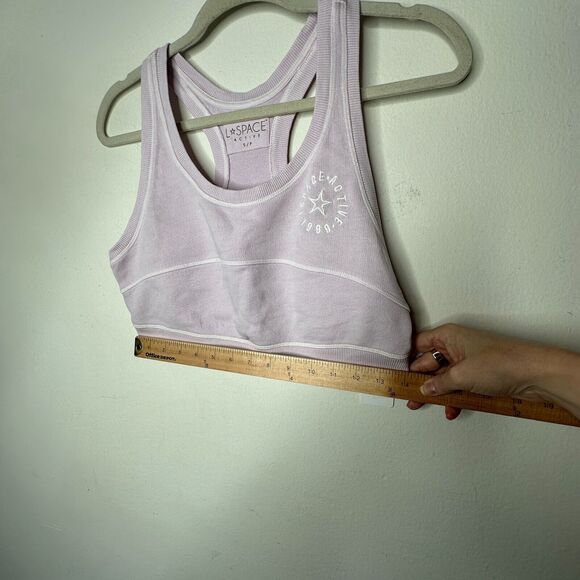 NWT L*Space Out Of Bounds Peony Lilac Crop Scoop Neck Racerback Sports Bra S - Picture 9 of 15